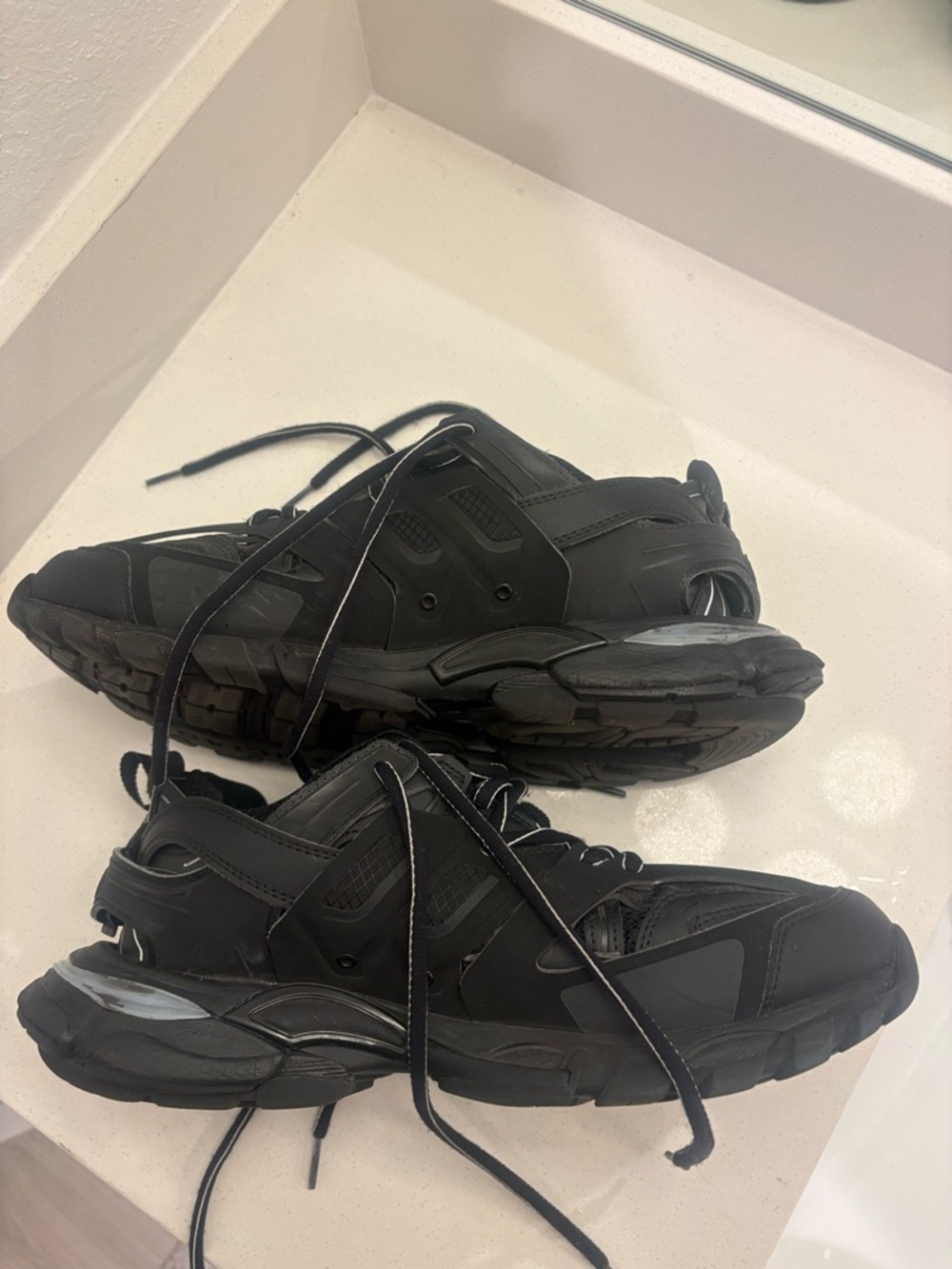 Balenciaga Black Layered Track Trainers with Reflective Trim - Picture 4 of 8